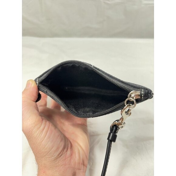Coach 40095 Signature Contrast Trim Wristlet Pouch Clutch Black new - Picture 3 of 7